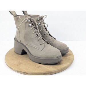Sorel‎ Emelie Wedge Lace Up Suede Booties Taupe Women's Size 7